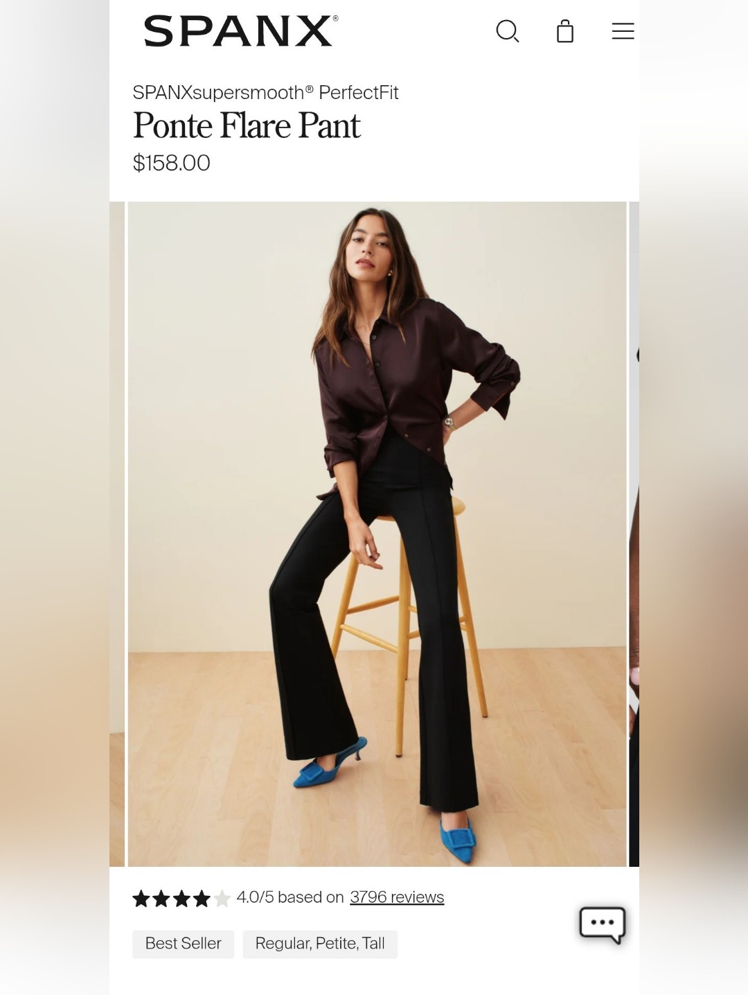 Spanx Ponte Flare Black Pant